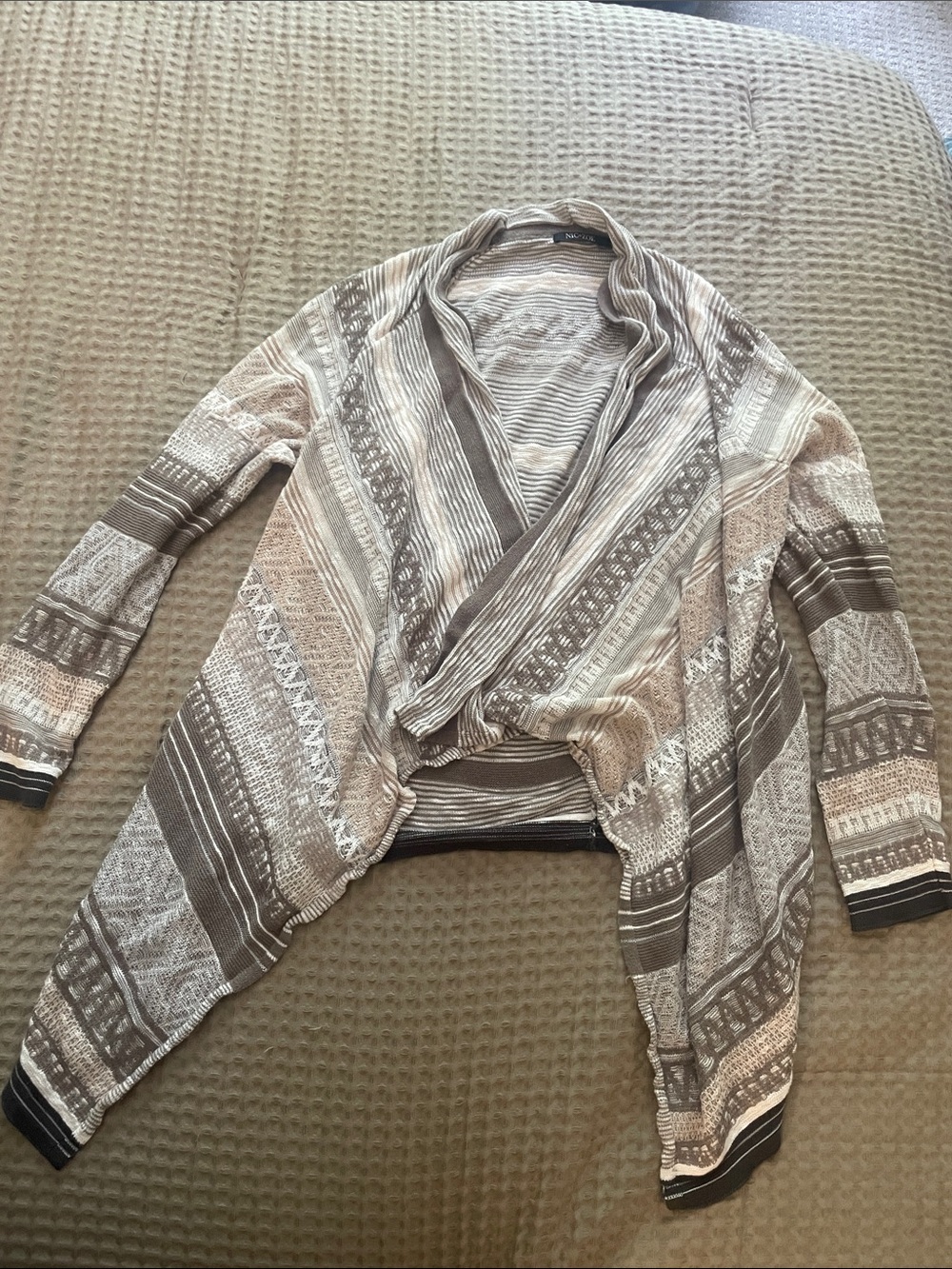 NIC+ZOE Striped Open-Front Cardigan in Beige, Taupe & Cream
